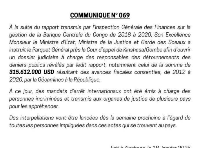 Détournement à la BCC : Constant Mutamba ordonne l'ouverture d'une enquête judiciaire