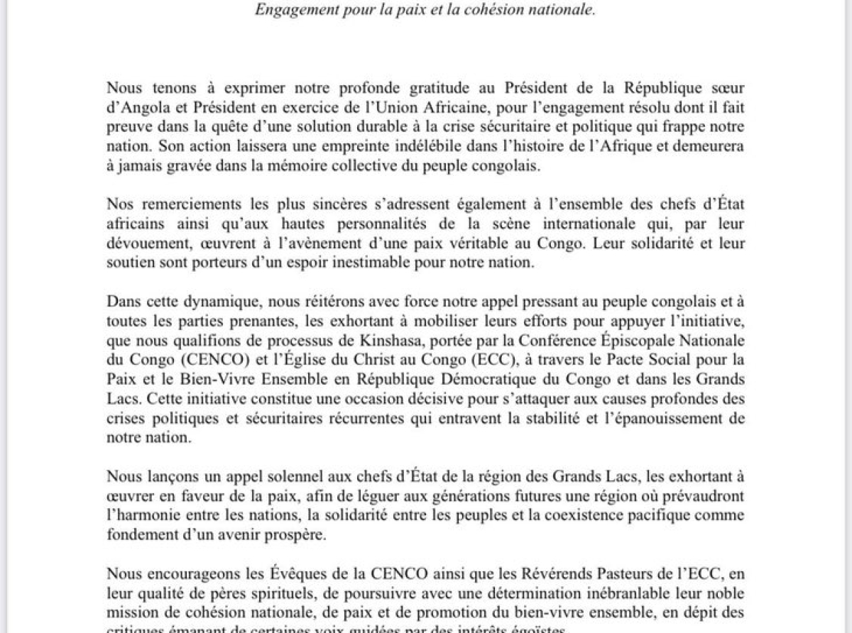 Dialogue global et inclusif : Martin Fayulu s'aligne derrière la CENCO et l'ECC à l'aube des rencontres de Luanda