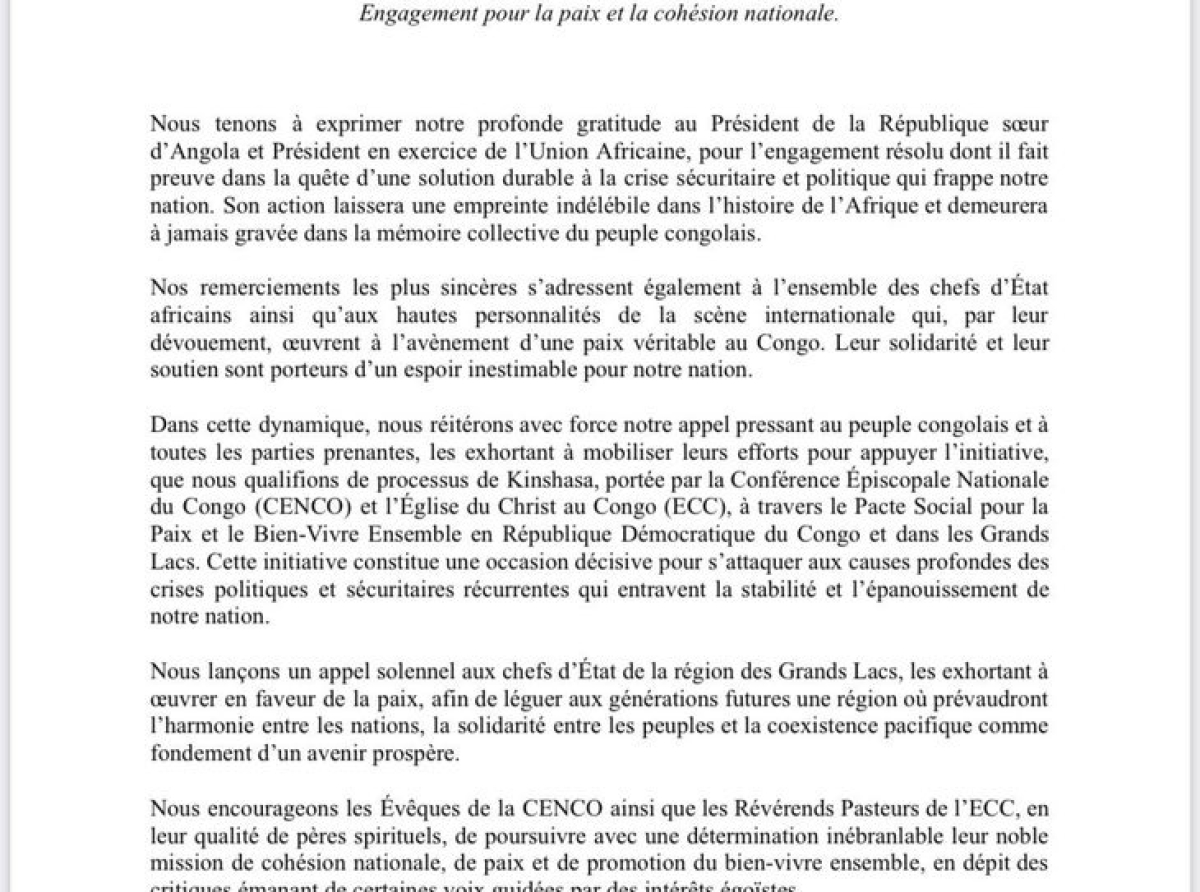 COMMUNIQUÉ DE PRESSE DE MARTIN FAYULU
