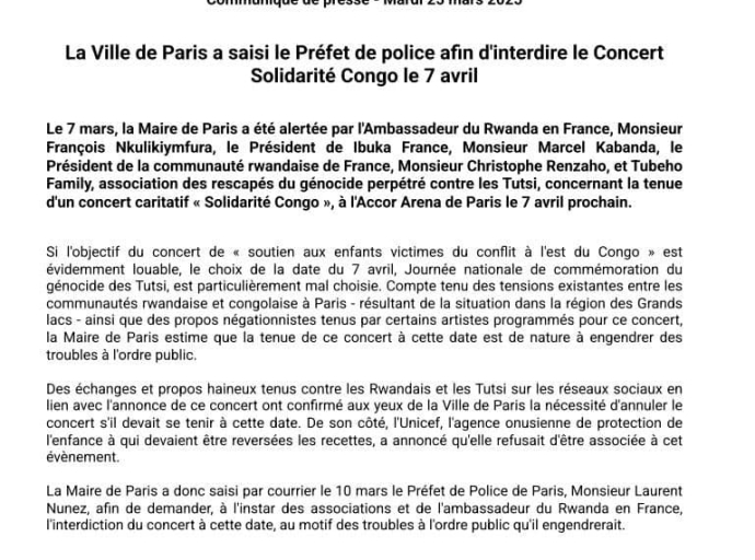 France : le concert&quot;solidarité congo&quot; menacé une fois de plus