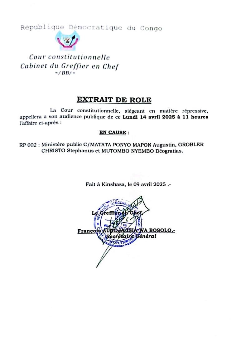 Affaires Bukanga-Lonzo: l'audience fixée ce lundi 14 avril 2024