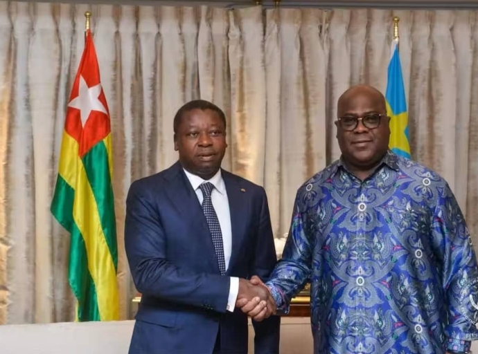 LE PRÉSIDENT FÉLIX TSHISEKEDI A REÇU CE JEUDI SON HOMOLOGUE FAURE GNASSINGBÉ, LE NOUVEAU MÉDIATEUR DE L’UA SUR LE CONFLIT SÉCURITAIRE DANS L’EST DE LA RDC   