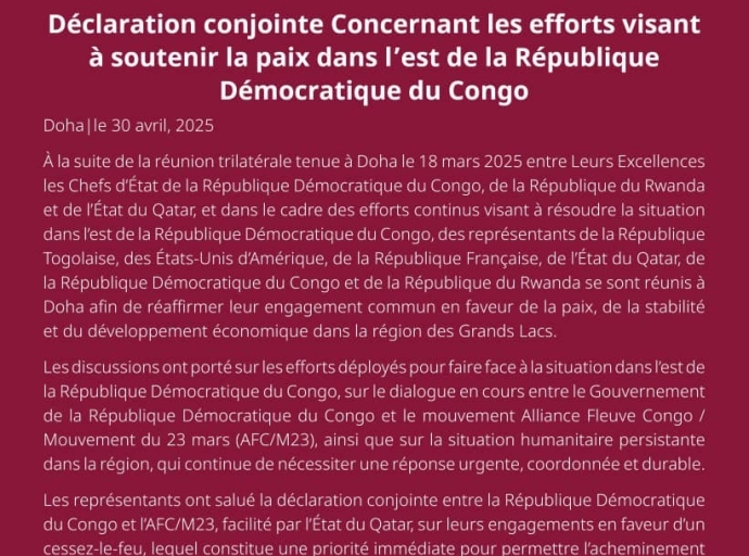 DOHA: LE DERNIER ROUND AVANT LE PROJET D'ACCORD RDC-RWANDA