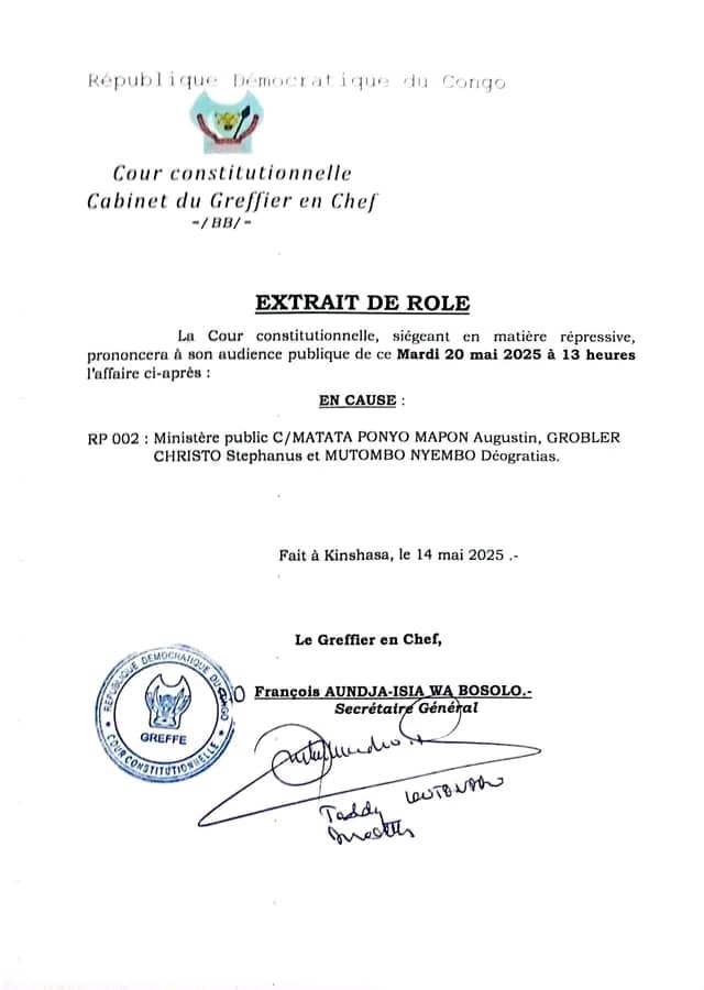 AFFAIRE BUKANGA-LONZO: LE VERDICT RENVOYE AU 20 MAI