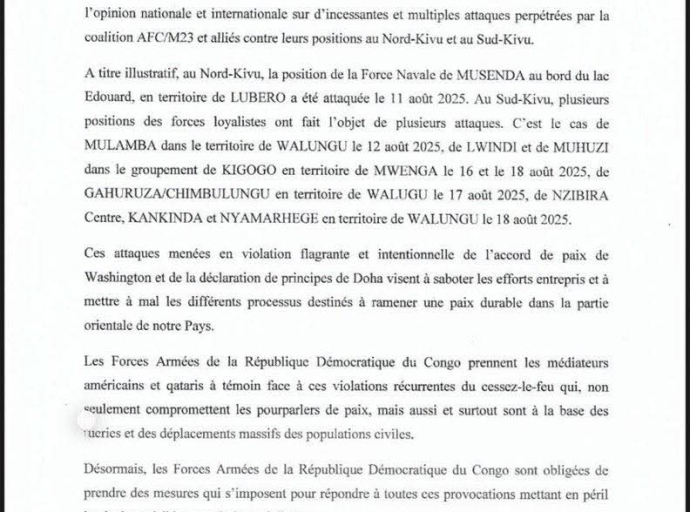 RDC: LES FARDC TIRENT UNE SONNETTE D'ALARME FACE À LA RECRUDESCENCE DES ATTAQUES DE M23 A L'EST