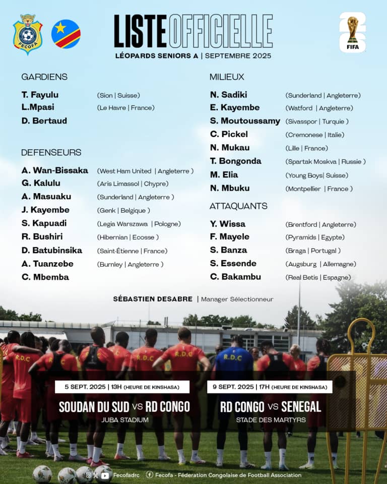 SPORT/ÉLIMINATOIRES COUPE DU MONDE 2026, SÉBASTIEN DESABRE DÉVOILE SA LISTE POUR AFFRONTER LE SUD SOUDAN ET LE SÉNÉGAL !