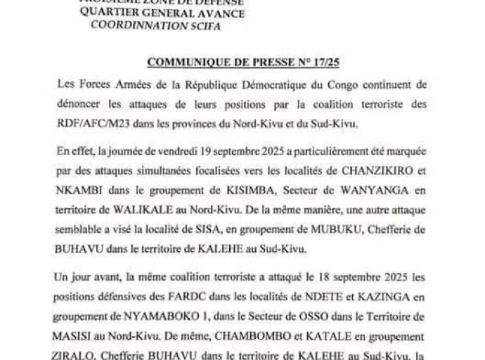 LES FARDC DÉNONCENT LES VIOLATIONS DU CESSEZ-LE-FEU ET MENACENT DE RIPOSTER