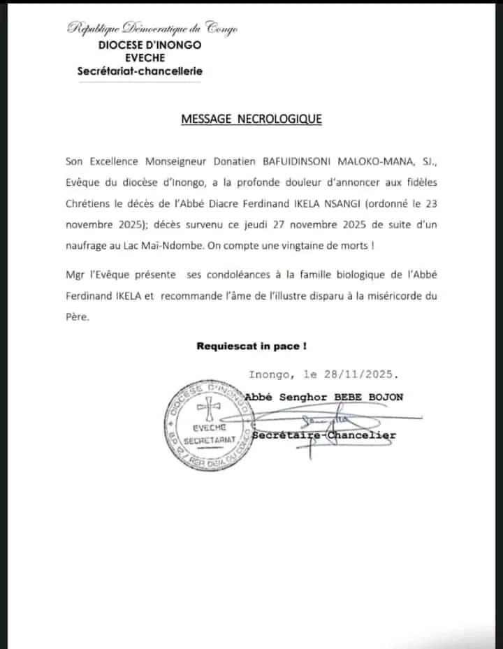 Drame sur le lac Maï-Ndombe : plus de 20 morts dans un naufrage