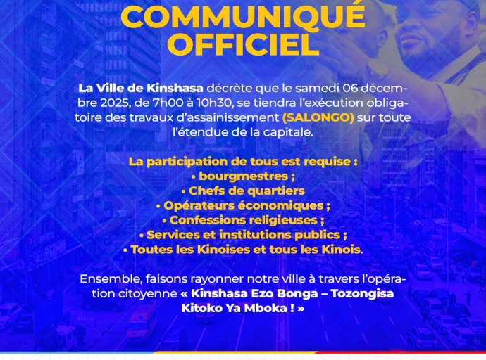 Kinshasa relance l’opération Salongo : mobilisation générale prévue le 6 décembre