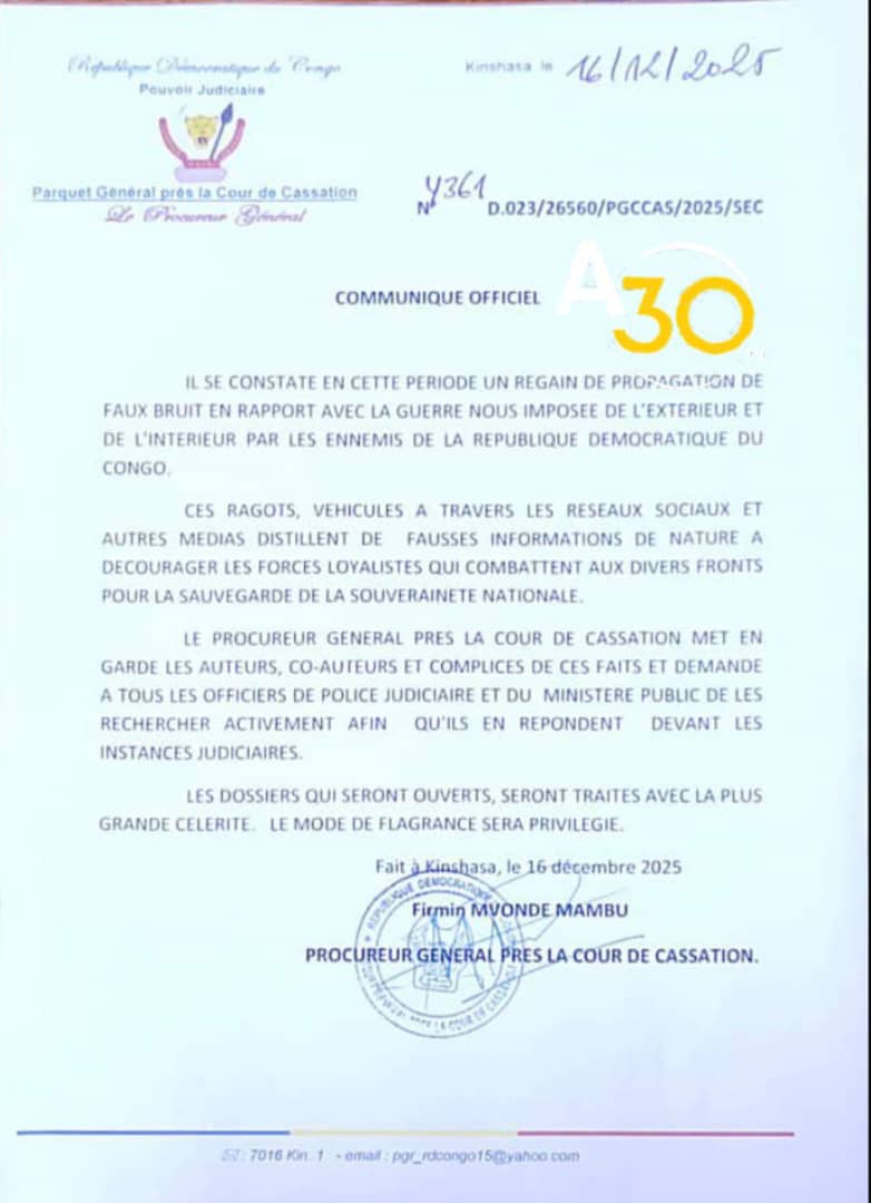 Propagation des faux bruits en temps guerre : Firmin Mvonde annonce une riposte ferme