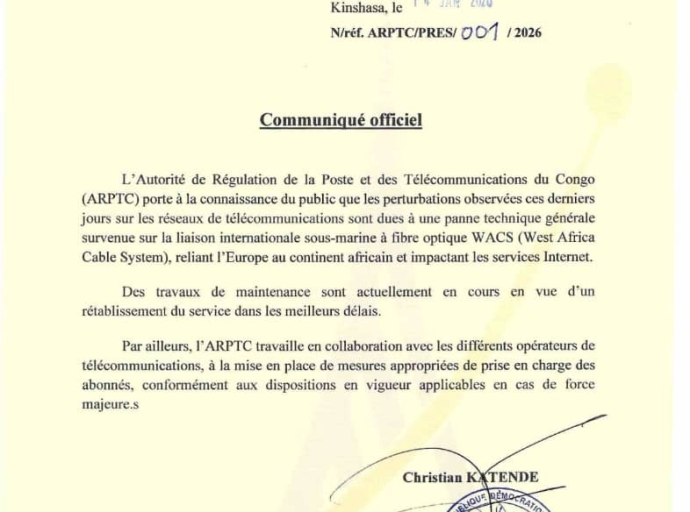 RDC : l’ARPTC éclaire l’opinion sur les perturbations d’Internet