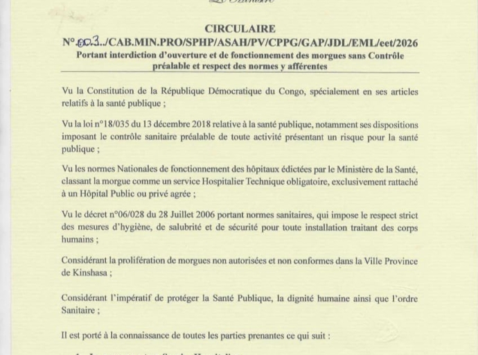 Kinshasa: les morgues non autorisées bientôt fermées