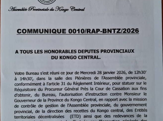 Kongo Central : l’Assemblée provinciale ouvre la voie à une instruction judiciaire contre le gouverneur