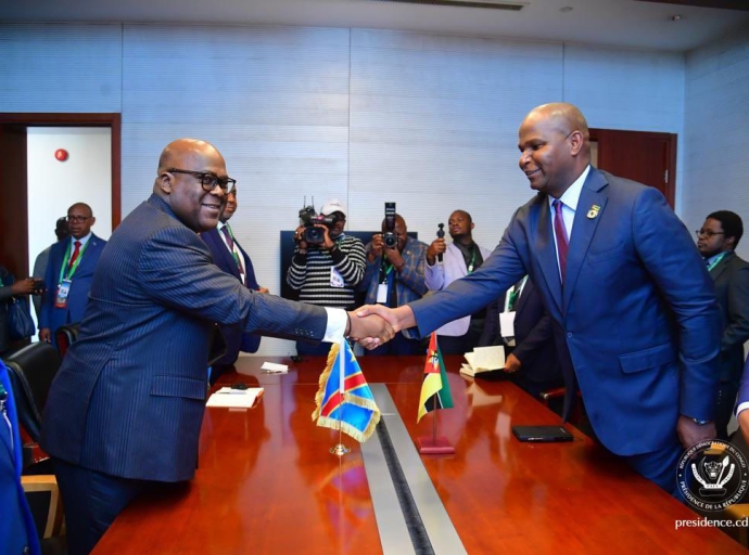 Séance de travail entre le président Félix Tshisekedi et son homologue Mozambicain, M. Daniel Francisco Chapo