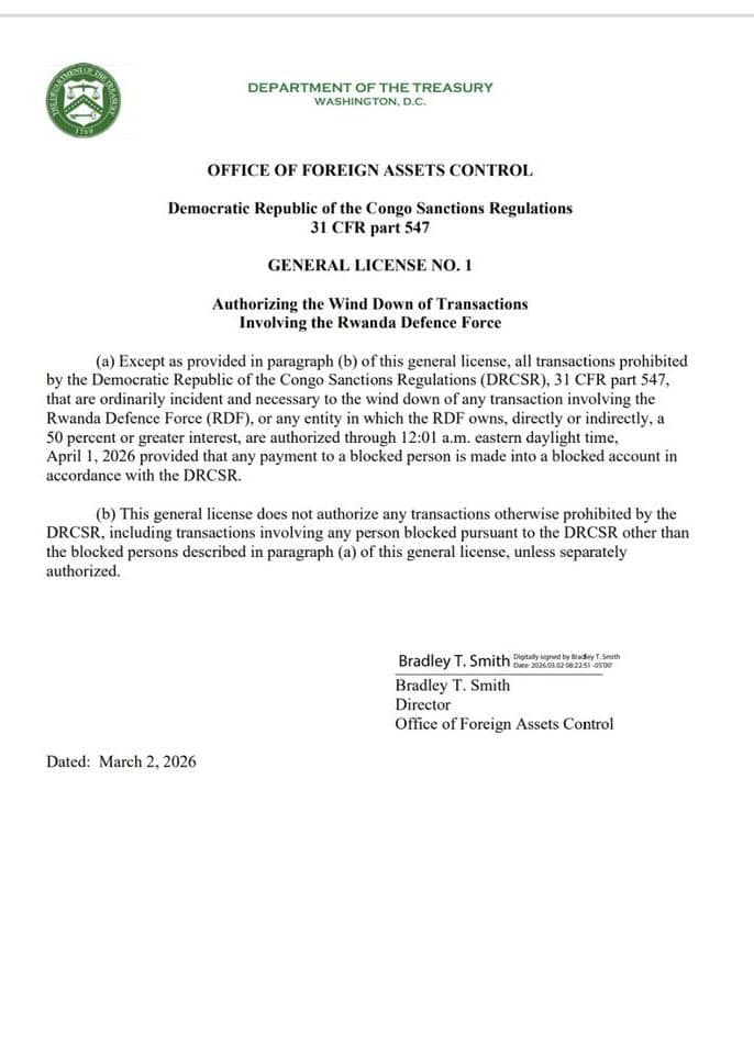 Conflits entre RDC-Rwanda: les États Unis imposent des sanctions contre quatre hauts gradés de l'armée Rwandaise