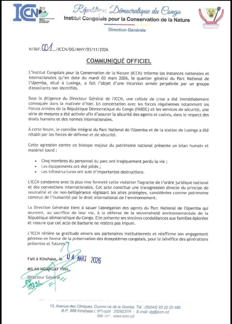 Parc national de l’Upemba : cinq éco-gardes tués dans une attaque armée 