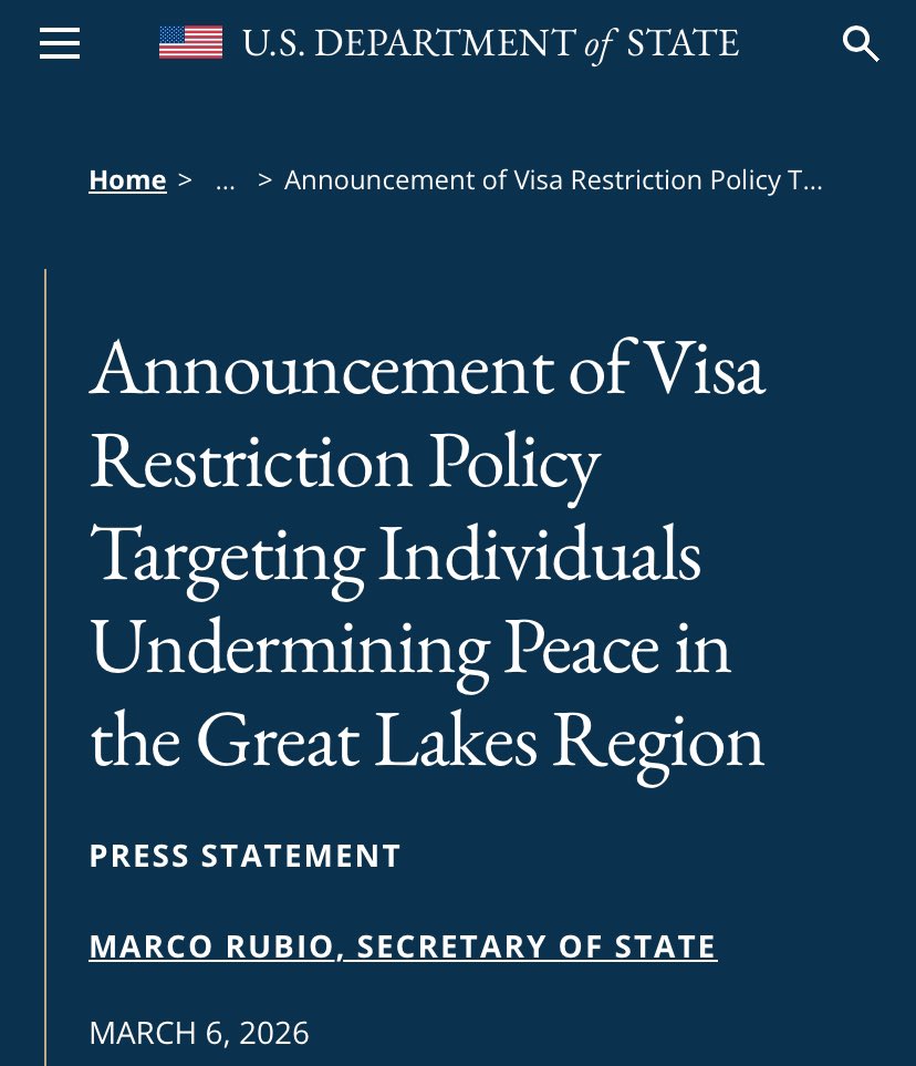 Conflit à l'Est: Washington annonce la restriction de visas aux responsables rwandais pour déstabilisation de la RDC