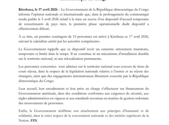 RDC : Kinshasa accueille un premier contingent de ressortissants étrangers dans un dispositif temporaire encadré