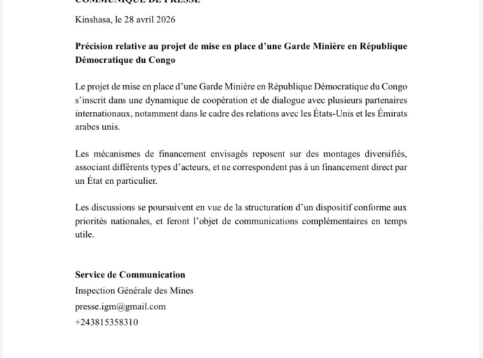 Garde minière en RDC : l’Inspection Général des Mines se rétracte et rectifie les tirs
