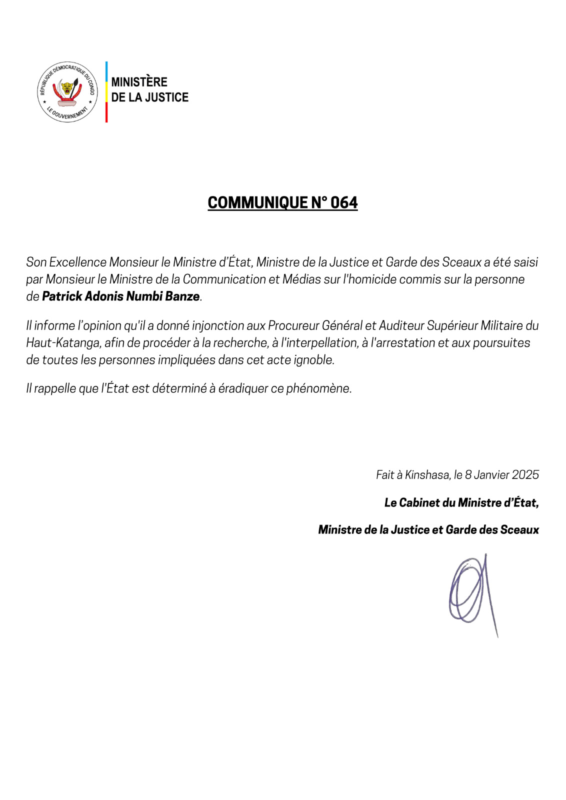 Meurtre de Patrick Adonis Numbi : Mutamba s'en mêle [Document]